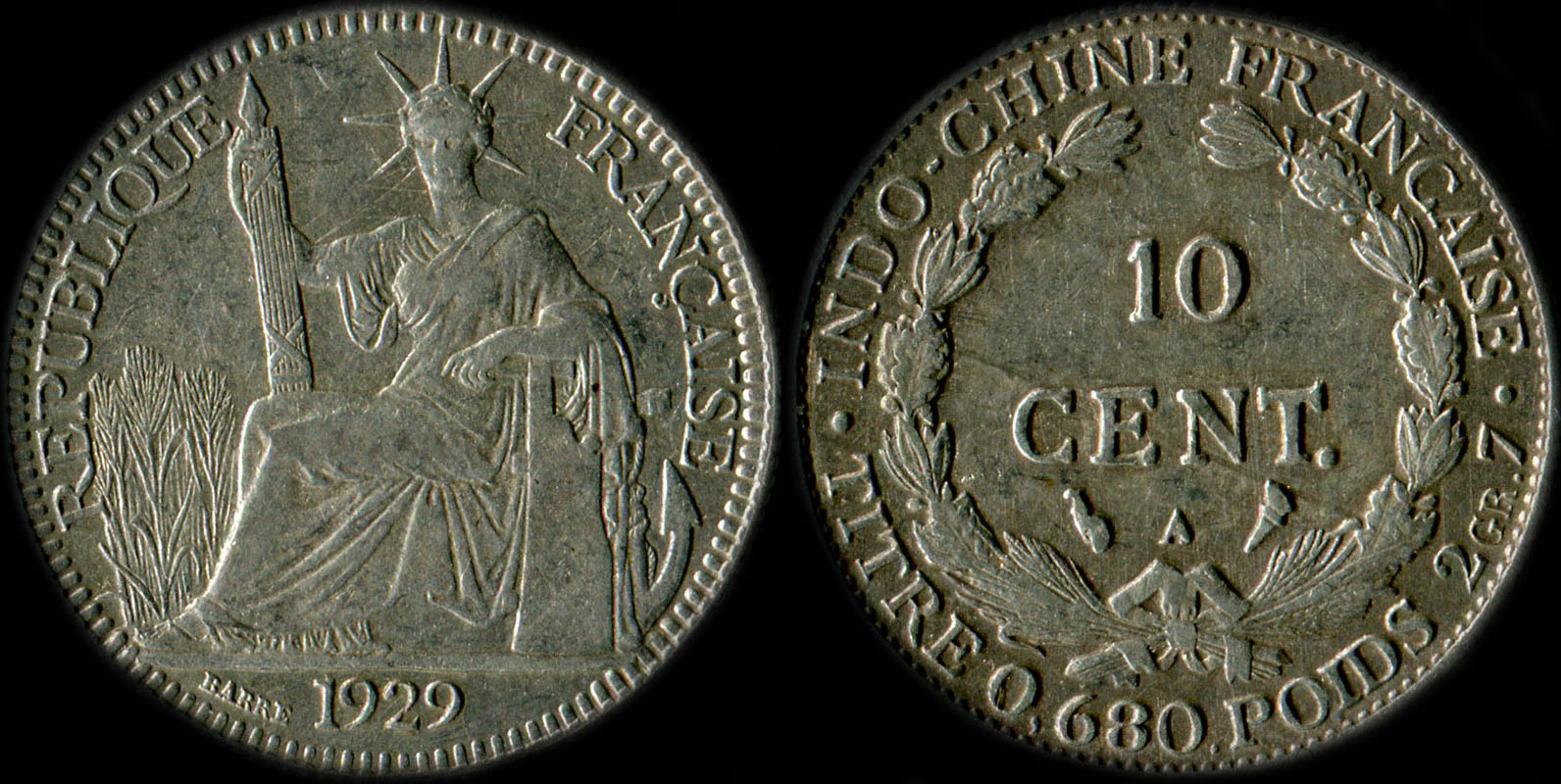 Pice de 10 centimes Indochine 1929