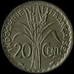 Indochine franaise - Rpublique franaise - 20 centimes 1939  non magntique - revers