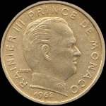 10 centimes frappe de 1962  1995 sous Rainier III Prince de Monaco - avers
