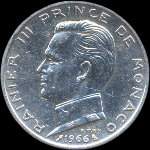 5 francs frappe en 1960 et 1966 sous Rainier III Prince de Monaco - avers