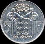5 francs frappe en 1960 et 1966 sous Rainier III Prince de Monaco - revers