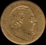 20 francs or Charles III Prince de Monaco 1878 et 1879 - avers