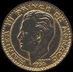 20 francs frappe en 1950 et 1951 sous Rainier III Prince de Monaco - avers