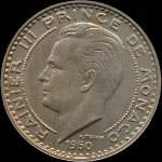 100 francs frappe en 1950 sous Rainier III Prince de Monaco - avers