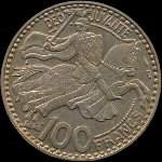 100 francs frappe en 1950 sous Rainier III Prince de Monaco - revers