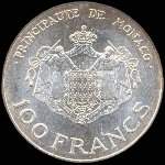 100 francs frappe en 1982 sous Rainier III Prince de Monaco - revers