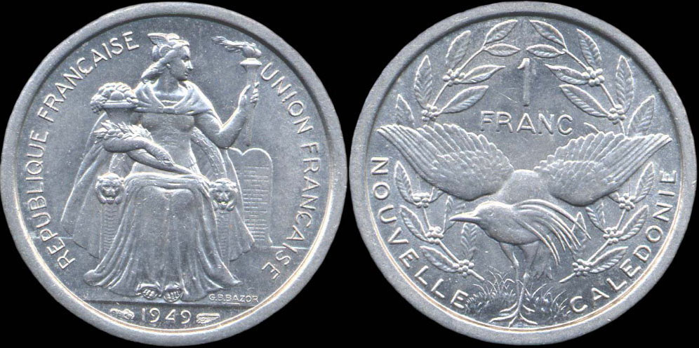 Pice de 1 franc 1949 Nouvelle-Caldonie