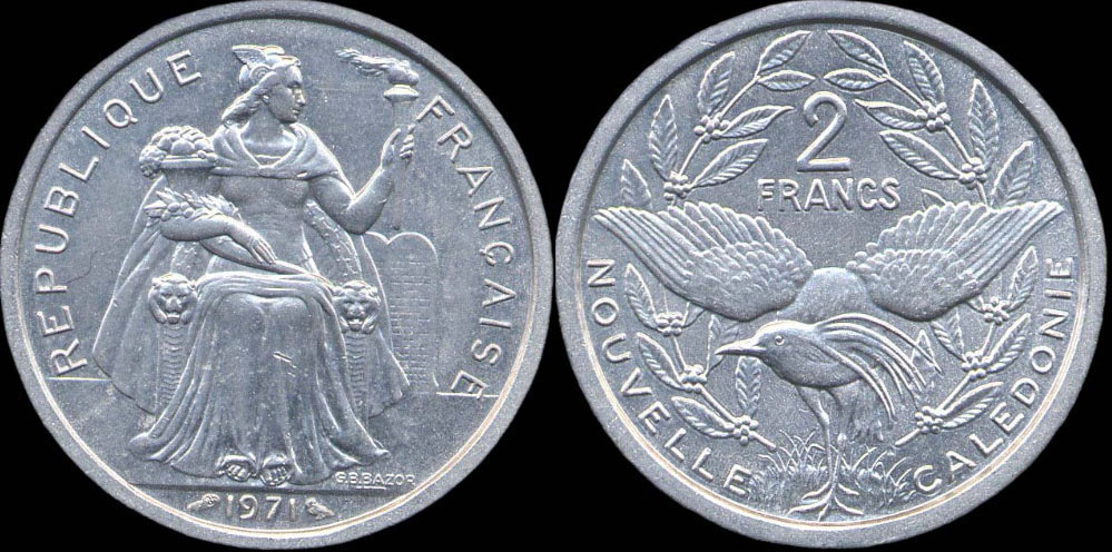 Pice de 2 francs 1971 Nouvelle-Caldonie