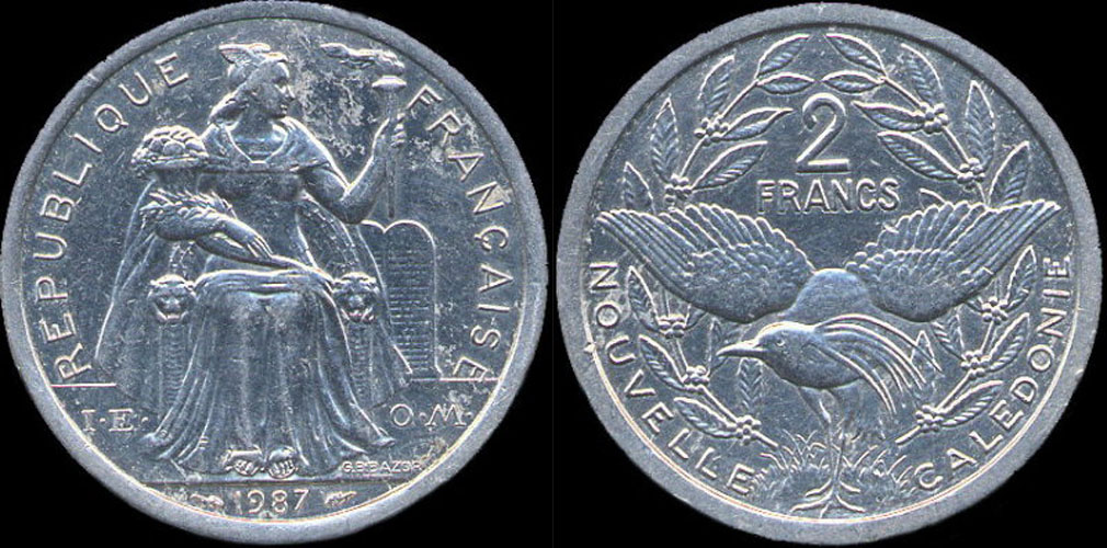 Pice de 2 francs 1987 Nouvelle-Caldonie