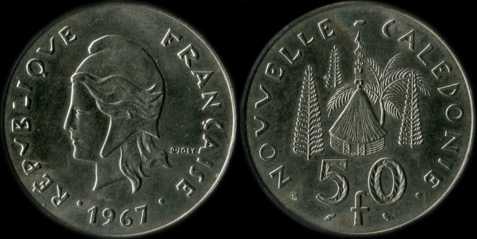 Pice de 50 francs 1967 Nouvelle-Caldonie