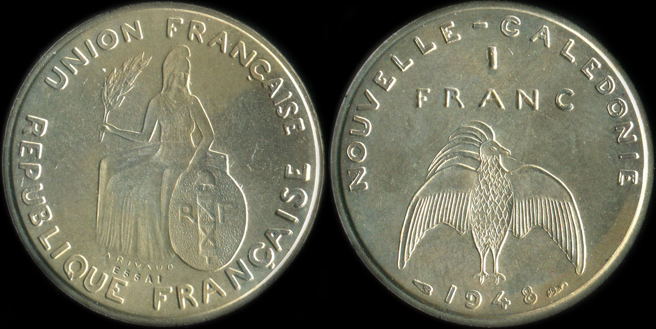 Pice de 1 franc 1948 - Essai de Andr Rivaud (avec listel)