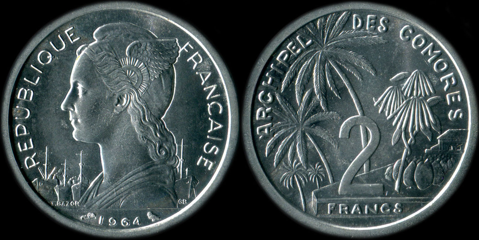 Pice de 2 francs 1964 Archipel des Comores