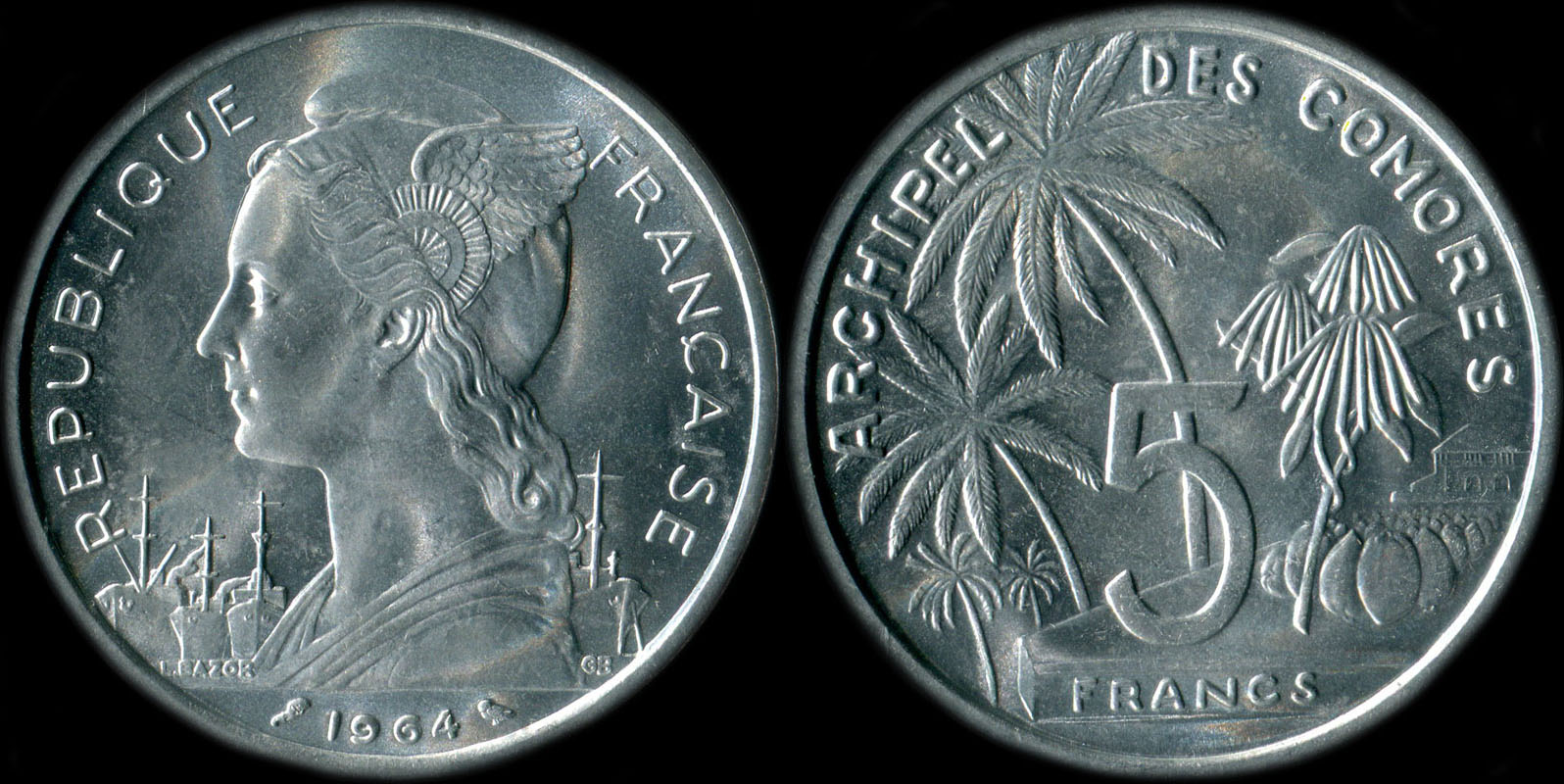 Pice de 5 francs 1964 Archipel des Comores