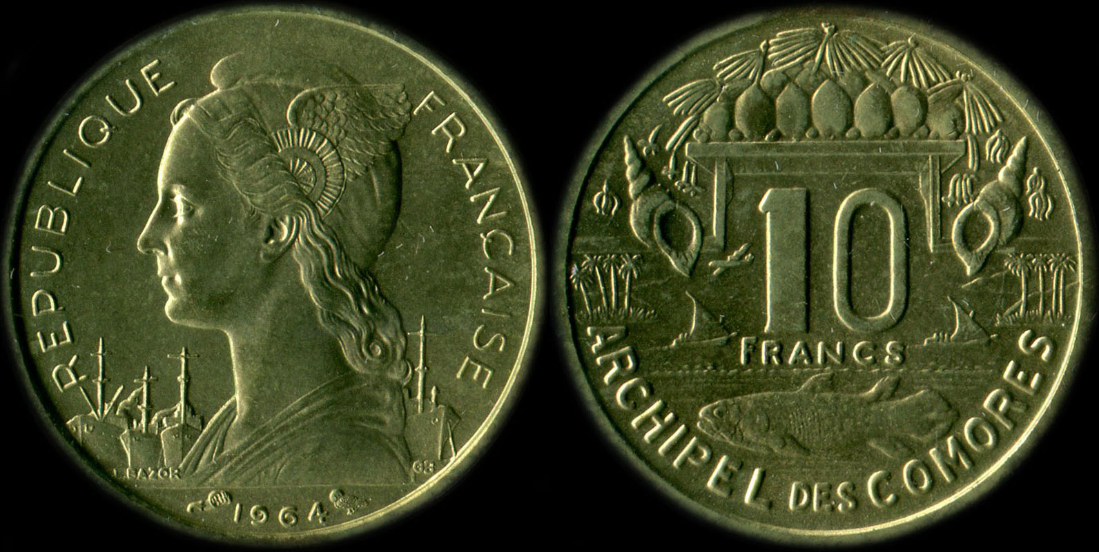Pice de 10 francs 1964 Archipel des Comores