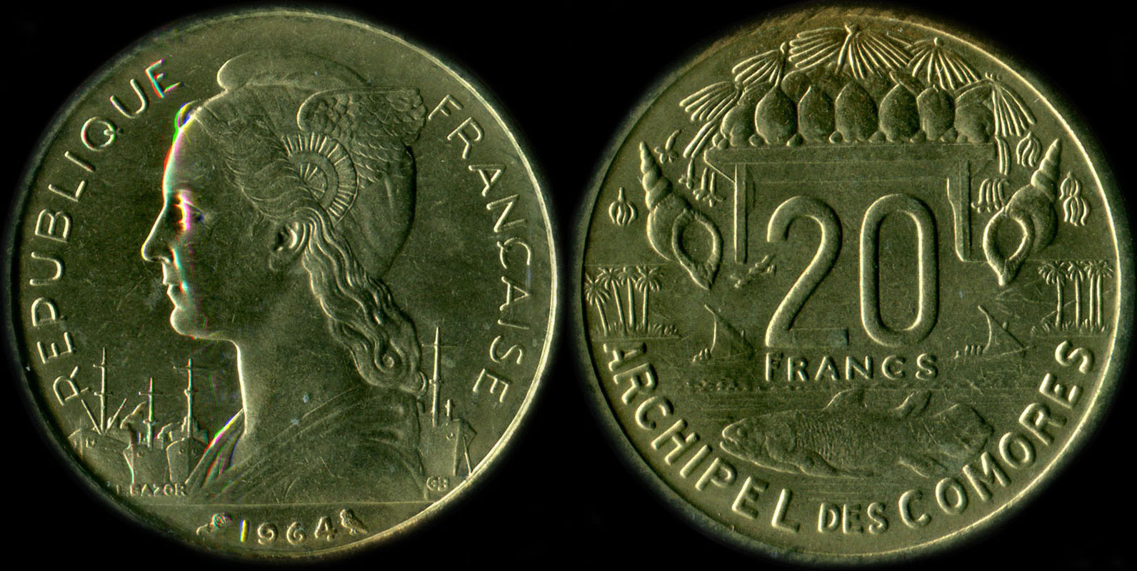 Pice de 20 francs 1964 Archipel des Comores
