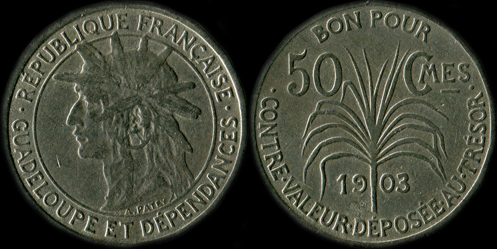 Pice de 50 centimes 1903 Guadeloupe et dpendances