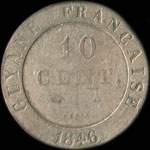 Pice de 10 centimes Guyane franaise - 1846A - Louis XVIII Roi des Franais - revers