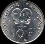 Polynsie - pice de 10 francs 1975 Polynsie franaise  I.E.O.M. de 1972  2005 - revers