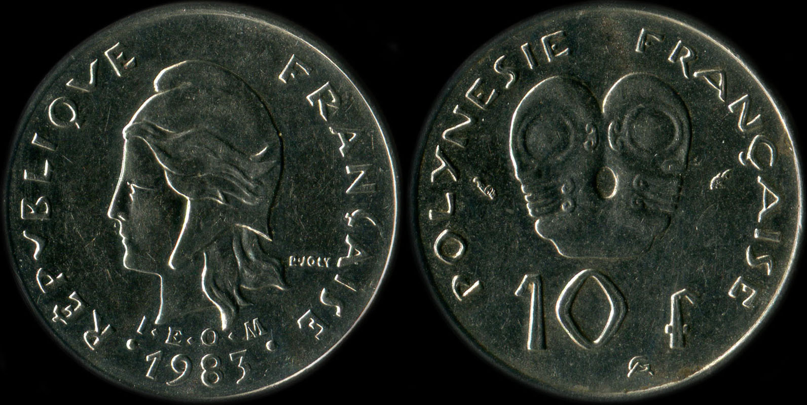 Pice de 10 francs 1983  - I.E.O.M. Polynsie franaise
