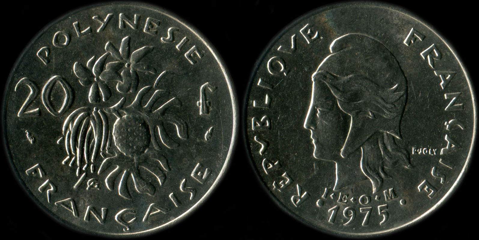 Pice de 20 francs 1975 Polynsie franaise I.E.O.M.