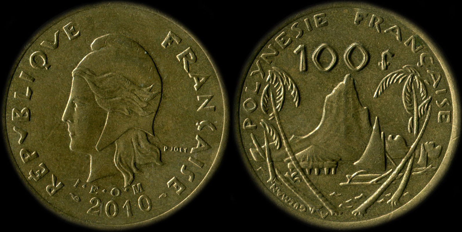 Pice de 100 francs 2010 - I.E.O.M. Polynsie franaise