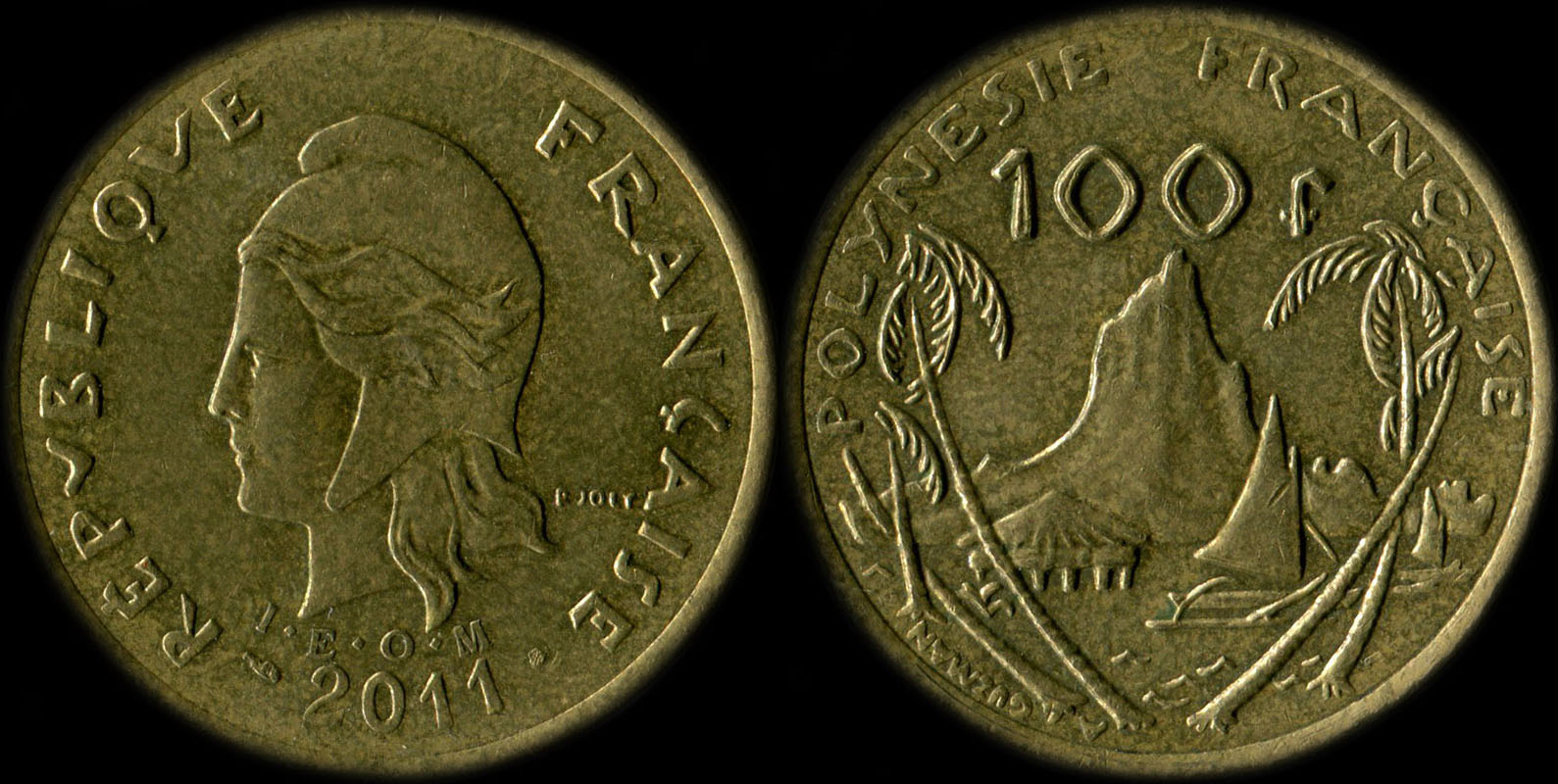 Pice de 100 francs 2011 - I.E.O.M. Polynsie franaise