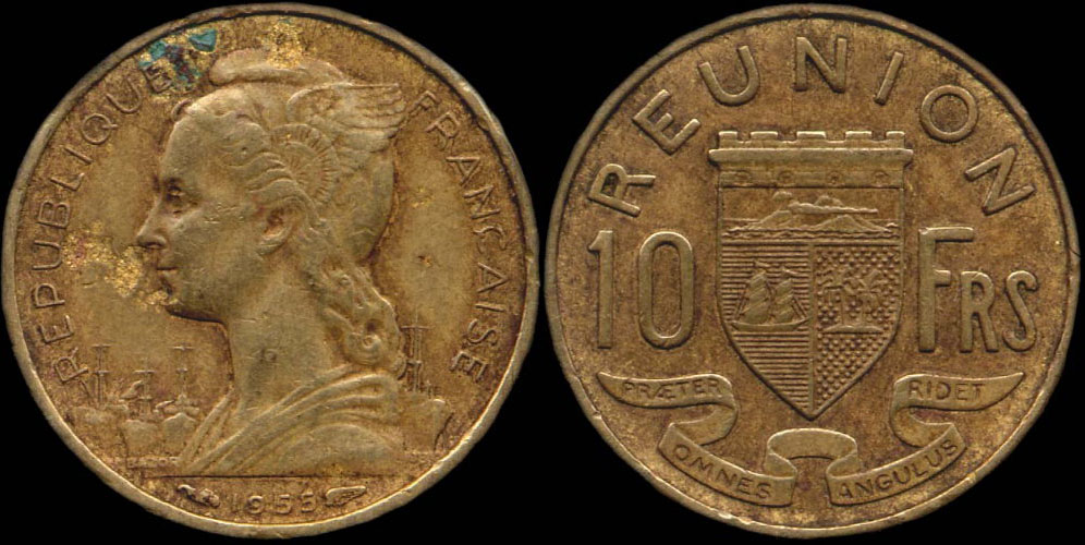 Pice de 10 francs 1955 La Runion