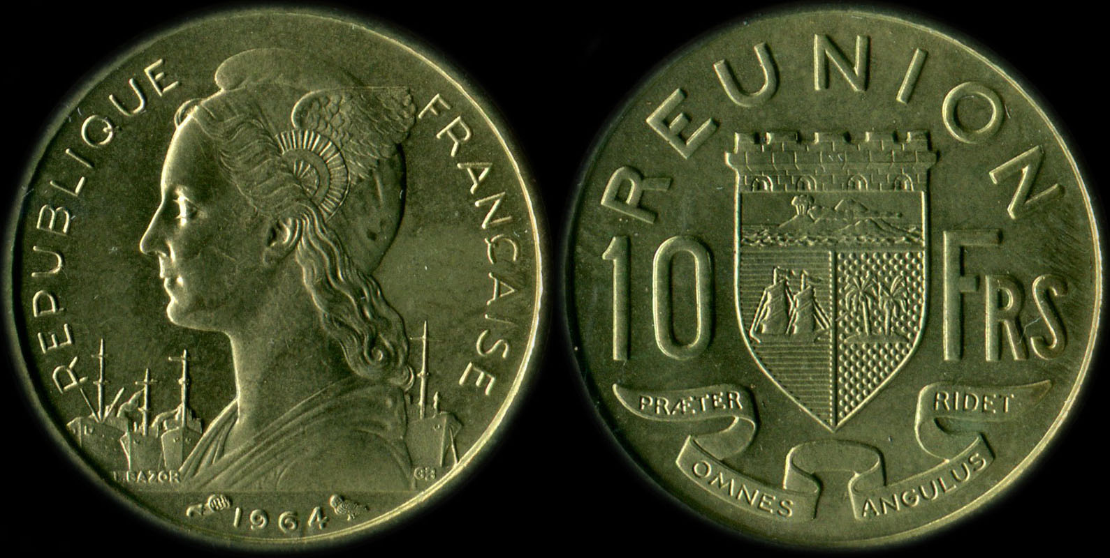 Pice de 10 francs 1964 La Runion