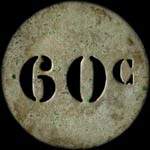 Jeton anonyme de 60 centimes en zinc rond 29 mm avec chiffres percs d'Aulus-les-Bains - avers