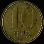 Jeton anonyme de 10 centimes avec l'toile des brasseurs - revers