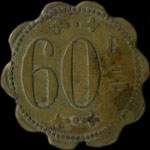 Jeton anonyme de 60 centimes en laiton rond lob de Strasbourg Brasserie Ngre ou Htel des Vosges - revers