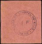 Timbre-monnaie Bazar de l'Htel de Ville - carnet 1 franc
