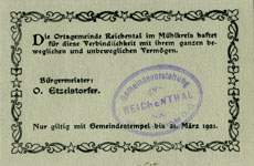Biefmarkengeld Reichental - 5 heller n27 - timbre-monnaie - encased stamp - gutschein - back
