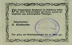 Biefmarkengeld Reichental - 60 heller n27 - timbre-monnaie - encased stamp - gutschein - back
