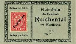 Biefmarkengeld Reichental - 1 krone n27 - timbre-monnaie - encased stamp - gutschein - front