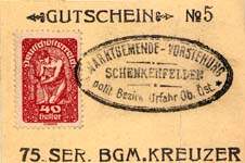 Biefmarkengeld Schenkenfelden - 40 heller A - timbre-monnaie - encased stamp - gutschein - front