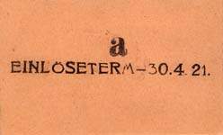 Biefmarkengeld Schenkenfelden - 80 heller pche - timbre-monnaie - encased stamp - gutschein - back