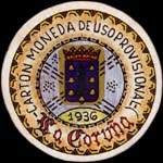 Timbre-monnaie de fantaisie - La Corua - 1936 - Espagne - carton moneda