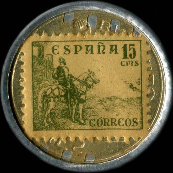 Timbre de 15 centimos de Madrid employs dans les timbres-monnaie espagnols
