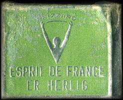 Timbre-monnaie Brizzard - Esprit de France er herlig - 1 re sur fond vert - texte argent