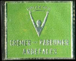 Timbre-monnaie Brizzard - Cremer - Parfumer - Anbefales - 1 re sur fond vert - texte argent