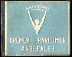 Timbre-monnaie Brizzard - Cremer - Parfumer - Anbefales - 1 re sur fond bleu - texte blanc