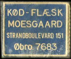 Timbre-monnaie Kød - Flæsk - Moesgaard - Strandboulevard 151 - Øbro. 7683 - 1 re sur fond bleu - Danemark