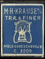 Timbre-monnaie M.H. Krause A/S Tr & Finer - Niels Ebbesensvej 6 - C. 3205 - carton bleu - Danemark