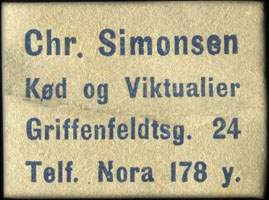 Timbre-monnaie Chr. Simonsen - Kd og Viktualier - Carton gris - type 1 - Danemark