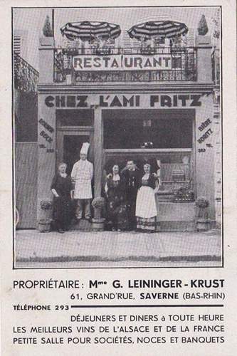 Le restaurant L'Ami Fritz à Saverne