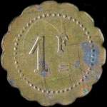 Jeton Barbieri & Delbue - 1 franc � localiser - revers