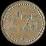 Jeton C A - 2,75 francs � localiser - revers