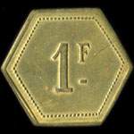 Jeton anonyme de 1 franc en laiton rond lob� 21,7 mm - 2,56 grammes pr�sum� du Caf� de Marseille - avers