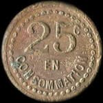 Jeton Caf� Jourjon - 25 centimes � localiser - revers